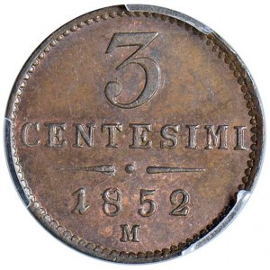 Milan - Franz Joseph I of Habsburg-Lorraine (1848-1866) 3 cents 1852 - D/ AUSTRIAN EMPIRE, a...