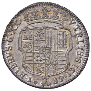 Napoli - Carlo II di Spagna (1665-1700) Tarì 1689 - D/ CAROLVS - II D G REX HIS, busto a testa nuda ...