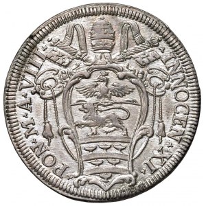 Roma - Innocenzo XI (1676-1689) Testone 1684 an. VIII - D/ INNOCEN XI - PON M A VIII, stemma oblungo...