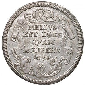 Roma - Innocenzo XI (1676-1689) Testone 1684 an. VIII - D/ INNOCEN XI - PON M A VIII, stemma oblungo...