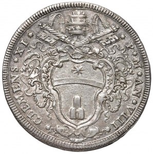 Roma - Clemente XI (1700-1721) Mezza piastra an. VIII - D/ CLEMENS XI - P M AN VIII, stemma ovale in...