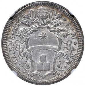 Roma - Clemente XI (1700-1721) Testone an. X - D/ CLEMENS XI - P M ANN X, stemma sormontato da chiav...