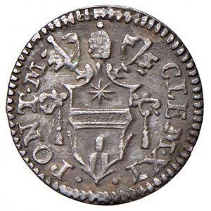 Roma - Clemente XI (1700-1721) Mezzo grosso - D/ CLEM XI - PONT M, stemma poligonale allungato; sorm...