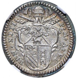 Rome - Benedict XIII (1724-1730) Grosso 1729 an. VI - D/ BEN XIII - P M AN VI, plaque coat of arms above...