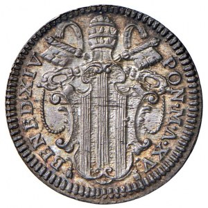 Rome - Benedict XIV (1740-1758) Grosso an. XV - D/ BENED XIV - PON M A XV, plaque coat of arms surmounted by...