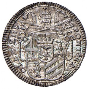 Rome - Clement XIII (1758-1769) Half Grosso 1761 an. IV - D/ CLEM XIII - PONT M A IV, coat of arms semio...