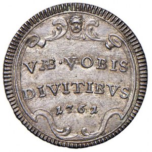 Rome - Clement XIII (1758-1769) Half Grosso 1761 an. IV - D/ CLEM XIII - PONT M A IV, coat of arms semio...