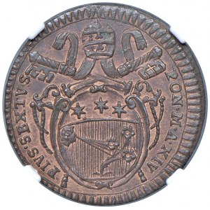 Rome - Pius VI (1775-1799) Half Baiocco an. XIV - D/ PIVS SEXTVS - PONT M A XIV, oval coat of arms in cor...