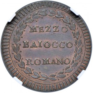 Rome - Pius VI (1775-1799) Half Baiocco an. XIV - D/ PIVS SEXTVS - PONT M A XIV, oval coat of arms in cor...