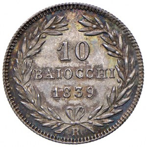 Roma - Gregorio XVI (1831-1846) 10 Baiocchi 1839 an. IX - D/ GREGOR XVI - PON M AN IX, stemma a targ...