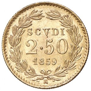Roma - Pio IX (1846-1870) 2,5 Scudi 1859 an. XIV - D/ PIVS IX PON - MAX AN XIV, busto a sinistra con...