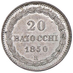 Rome - Pius IX (1846-1870) 20 Baiocchi 1850 an. V - D/ PIVS IX PONT - MAX ANN V, bust left with...