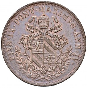 Roma - Pio IX (1846-1870) 5 Baiocchi 1850 an. IV - D/ PIVS IX PONT MAXIMVS ANN IV, stemma a targa fr...