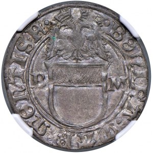 Casale - Boniface I Paleologus (1483-1494) Grosso - D/ BONIFA MAR MONTIS F, coat of arms surmounted by aqu...