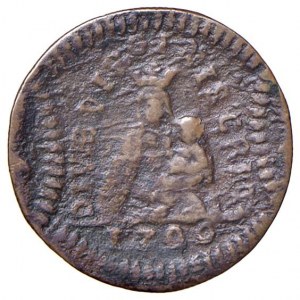 Casale - Ferdinando Carlo Gonzaga Nevers (1669-1707) Sesino 1706 con la Madonna di Crea D/ DIVAE VRI...