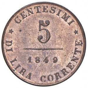 Venezia - Governo Provvisorio (1848-1849) 5 Centesimi 1849 - D/ GOVERNO PROVVISORIO DI VENEZIA, leon...