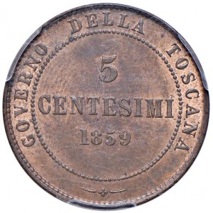 Vittorio Emanuele II Re Eletto (1859-1861) 5 Centesimi 1859 Birmingham - MIR 1070a Gig. 17 Cu • In s...