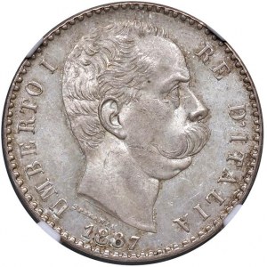 Umberto I (1878-1900) 2 Lire 1887 - MIR 1102a Gig. 31 Ag • In slab NGC MS 63 n. 5884052-013
