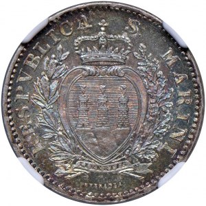 San Marino - Old Coinage (1864-1938) Lira 1906 - Gig. 28 Ag - TOP POP, best specimen cer...