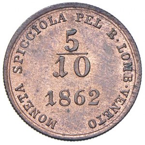 Austria - Franz Joseph I Re Lombardo Veneto (1848-1866) 5/10 Soldo 1862 B Kremnitz - Gig. 47 Cu 1,...