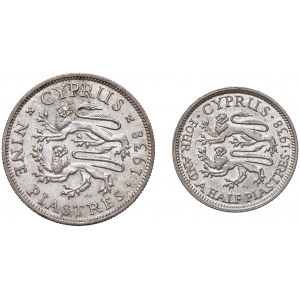 Cipro - Georgivs VI (1937-1952) 9 Piastre e 4 1/2 Piastre 1938 - KM 25, 24 Ag • Insieme di 2 monete....