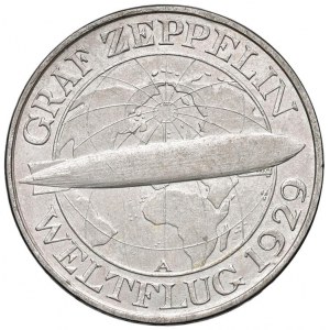 Germania - Repubblica di Weimar (1919-1933) 3 Reichsmark 1930 A Zeppelin - KM 67 Jaeger 335 Ag 14,95...