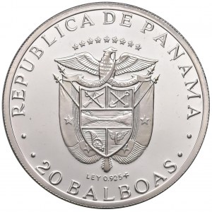 Panama - 20 Balboas 1974 150th Anniversary of Independence Simon Bolivar - KM 31 Ag (925/1000) 129...