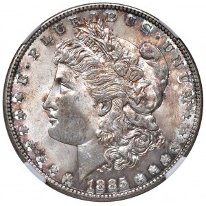USA - Dollaro Morgan 1885 Philadelphia - KM 110 Ag • In slab NGC MS 64 n. 6639412-004