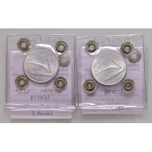 Italian Republic - Set of 2 coins of 10 Lire 1954 and 1955 Spiga - Sealed by G. Erpini FDC