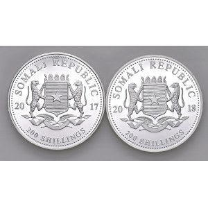 Somalia - Set of 2 coins of 200 Shillings, 2017 and 2018.