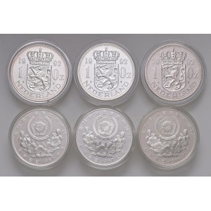 World Coins - Insieme di 6 monete. Olanda Oncia 1992 Beatrix Koningin (3), Corea del Sud 10000 Won 1...