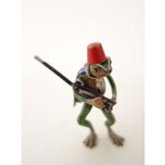 Karl Kouba, Frog-warrior in fez, cape and with arms (Viennese bronze), late 19th century-early 20th century.