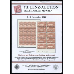 111th Lenz-Auktion. Briefmarken-Münzen. 3.-9. November 2023