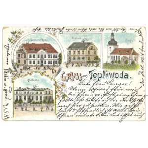[Gruss aus Tepliwoda. Post Office. Pharmacy. Inn]