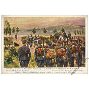 [Polish Legions. Kraków] Marching out of the First Cadre Company from Oleandrów in Kraków on August 6, 1914