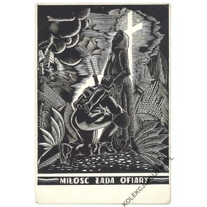 Love demands a sacrifice. Woodcut by J. A. Paprotny