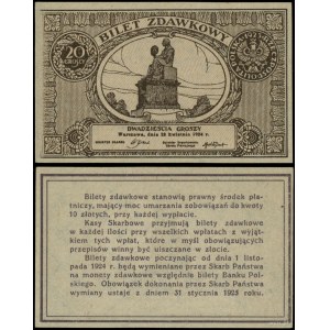 Polska, bilet zdawkowy - 20 groszy, 28.04.1924