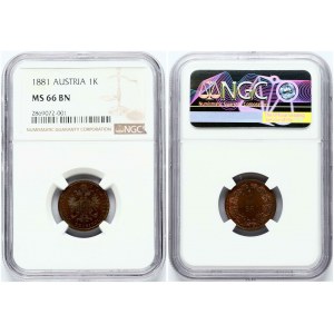 Austria 1 Kreuzer 1881 NGC MS 66 BN TOP POP