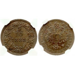 Austria 5/10 Kreuzer 1885 NGC MS 65 BN