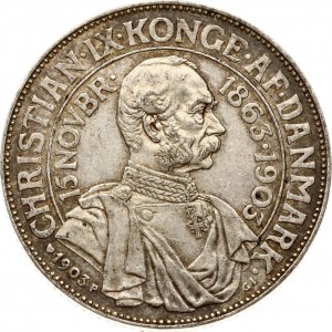 Denmark 2 Kroner 1903 P GJ Anniversary of Reign