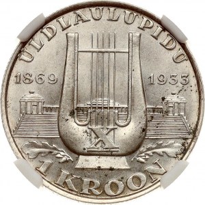 Estonia 1 Kroon 1933 10th Singing Festival NGC MS 64