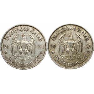 5 Reichsmark 1935 A & 1935 D Lot of 2 Coins