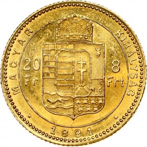 Hungary 20 Francs / 8 Forint 1881 KB
