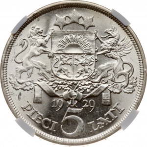 Latvia 5 Lati 1929 NGC MS 63