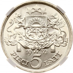Lettland 5 Lati 1932 NGC MS 62