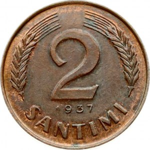 Lotyšsko 2 Santimi 1937 RARE