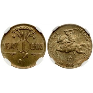 Lithuania 1 Centas 1925 NGC MS 67 ONLY 3 COINS IN HIGHER GRADE