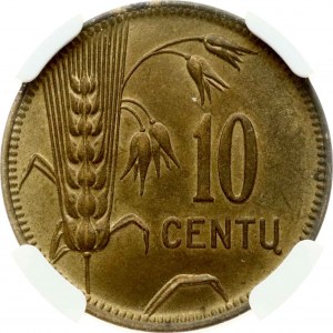 Lithuania 10 Centų 1925 NGC MS 63