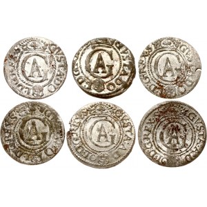 Livonia Swedish Solidus 1624-1630 Riga Lot of 6 coins