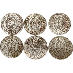 Livonia Swedish Solidus 1624-1630 Riga Lot of 6 coins